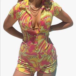 Bodycon Jumpsuit Colorful Pattern